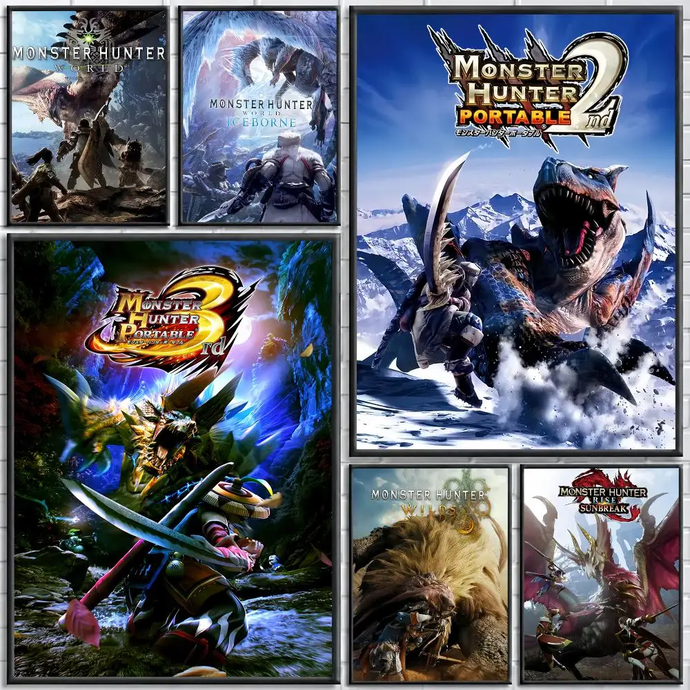 Game M-Monster Hunter Painting Calligraphy Stylish Canvas Poster Wall Art for Living Room Bedroom Cafe Office Decor Gift