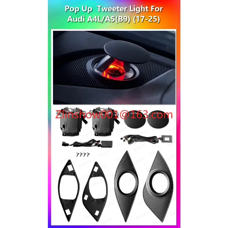 30 Colors  Control Lifting Tweeter for Audi A4 A5 B8 B9 A6 A7 C7 Q5 Q7 Q8 Car Interior LED Speakers with Ambient Light