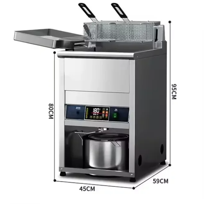 

-for 30L Knob Temperature Control Model Large Capacity Desktop Single Pot Double Basket Stainless Steel Electric Fryer
