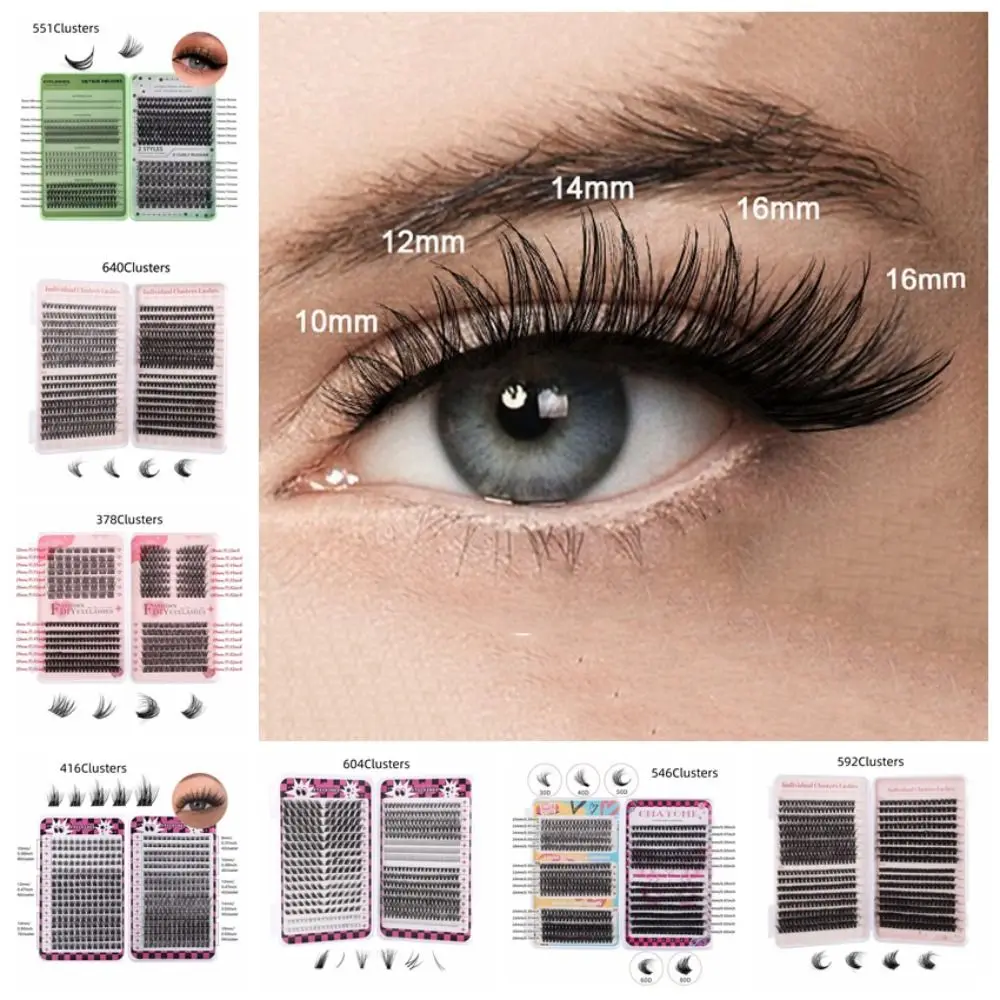 Cílios postiços individuais mistos, extensão de cílios de maquiagem, cílios postiços fofos de longa duração, faça você mesmo, pacotes de cílios segmentados