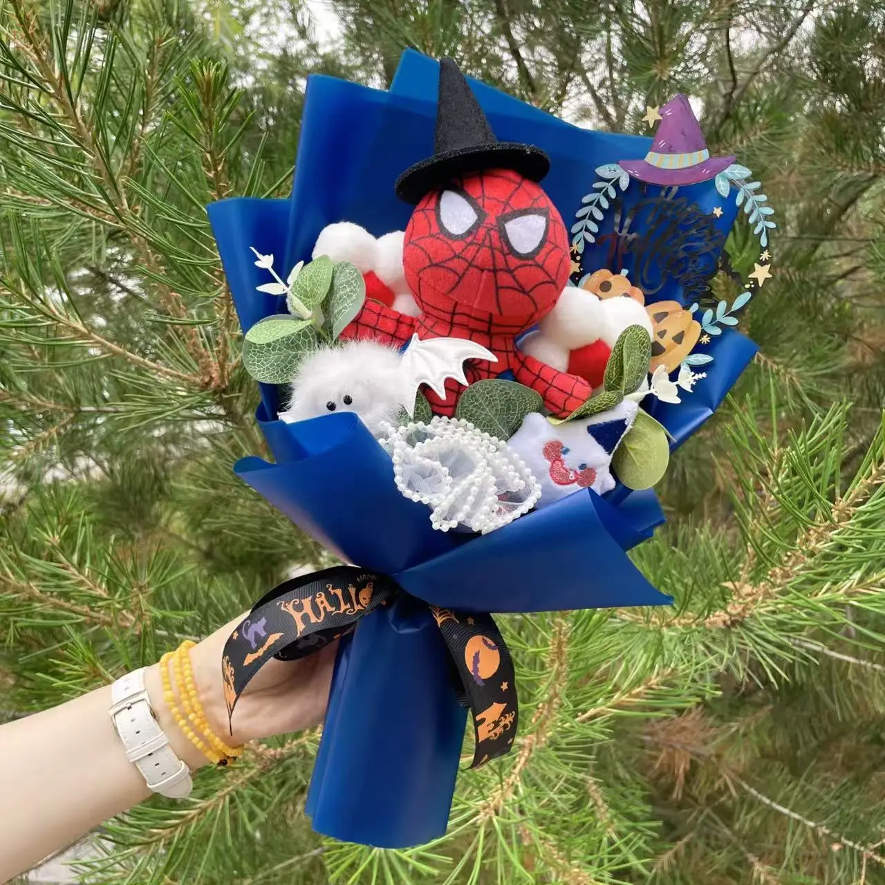 Cartoon My Melody Kuromi Cinnamoroll Kt Cat Stich Plush Doll Toy Flower Bouquet Halloween Christmas Gifts For Kids