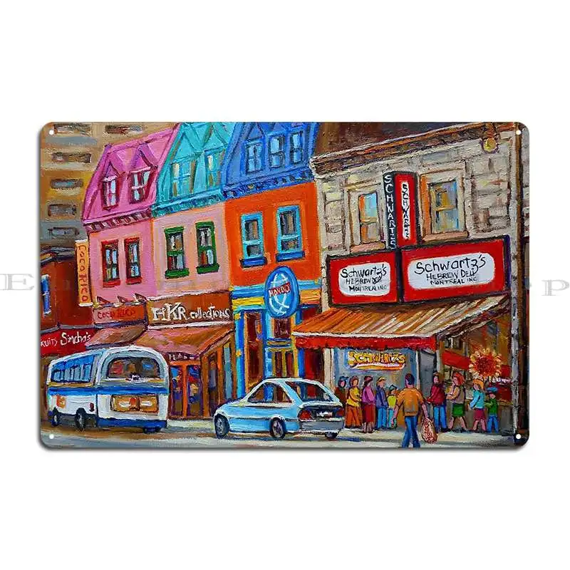 Canadian Art Montreal Art Jewish Style Deli Paintings Main Street Montreal Metal Sign Cave Cinema Create Party Tin Sign Poster