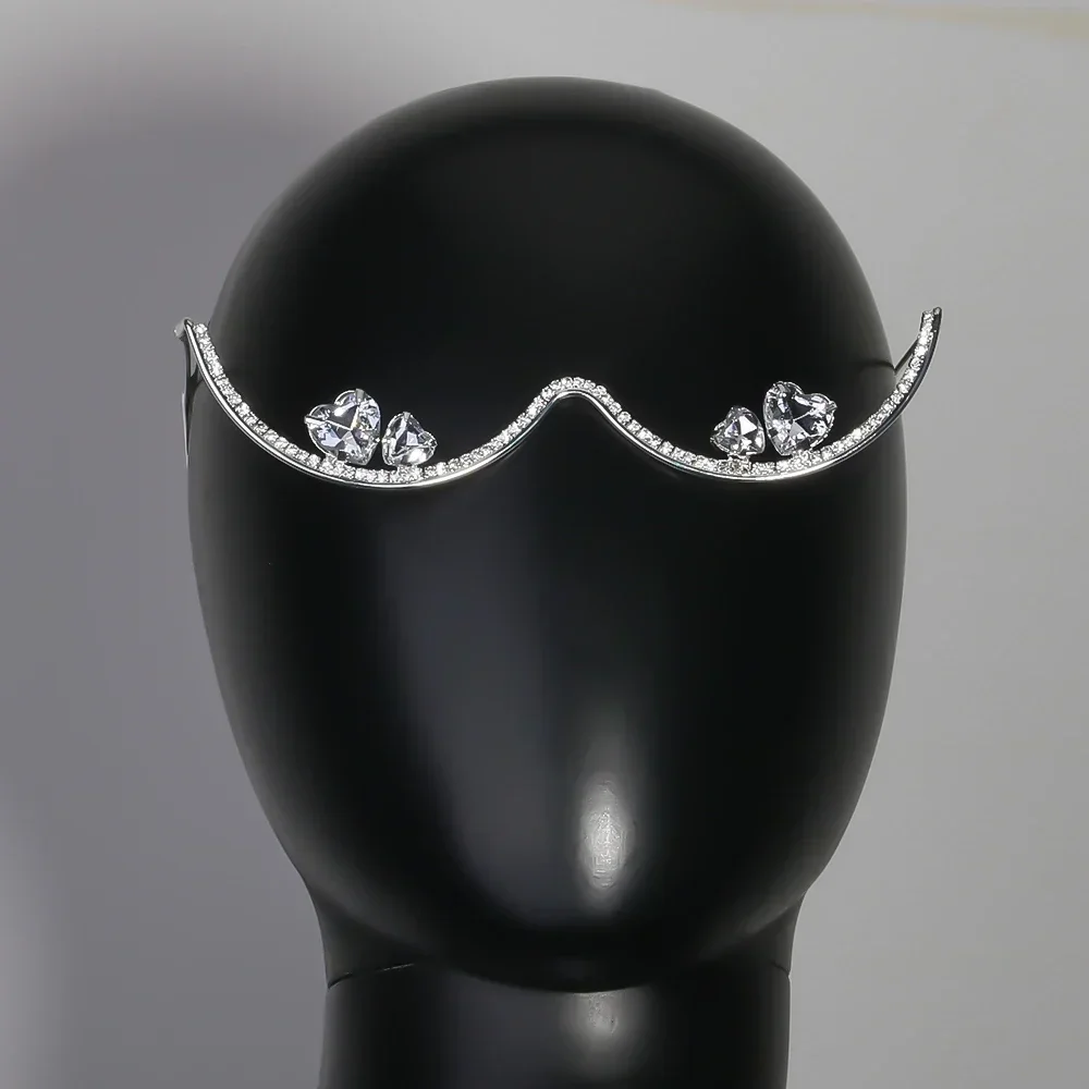 Designer Luxury Rhinestone Double Heart Glasses Frames Fashion Accessory for Women Y2K Cosplay Dance Face Jewelry 2025