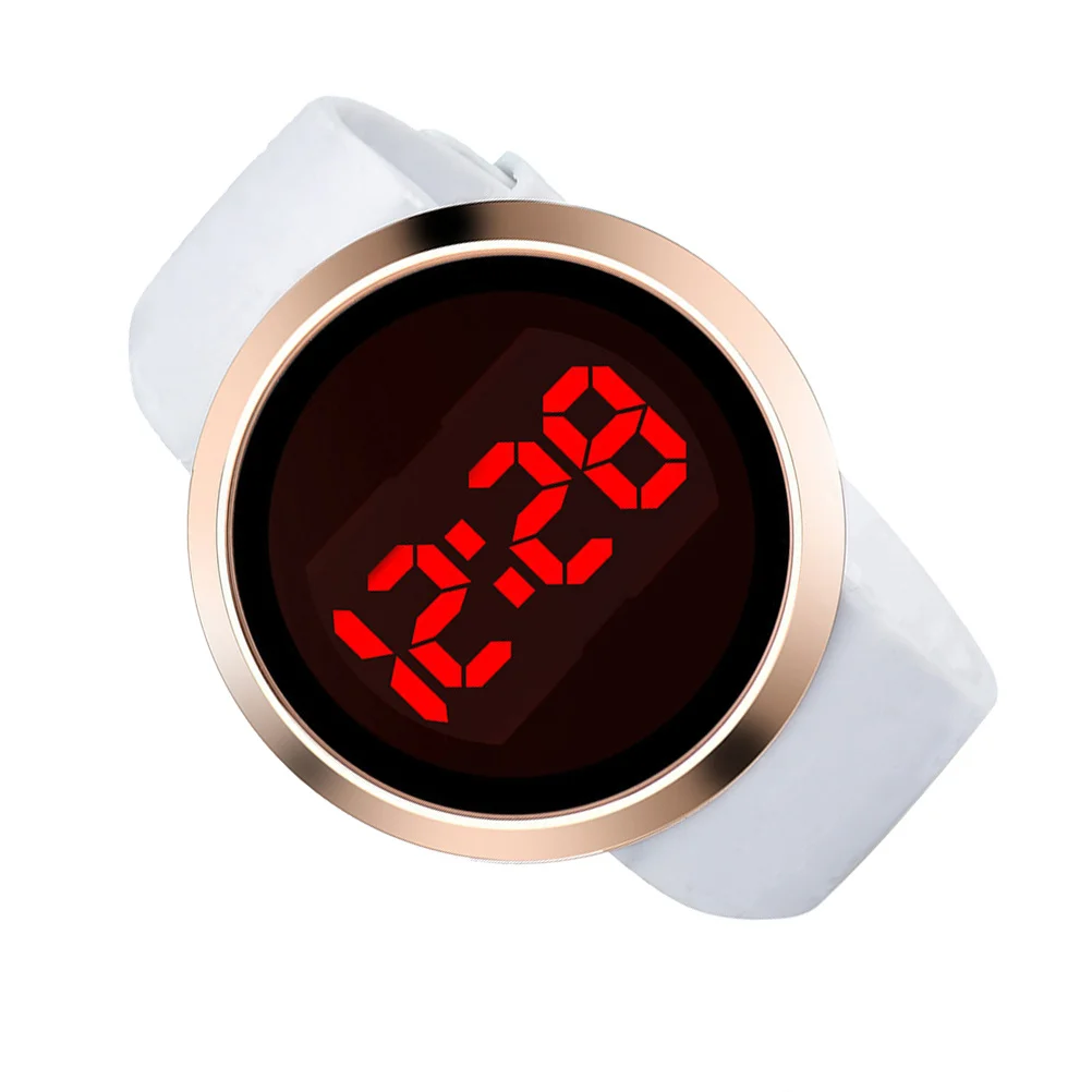 

Electronic LED Watch Unisex Alloy with Touch Display Adjustable Strap White Band for Birthday Christmas Gift