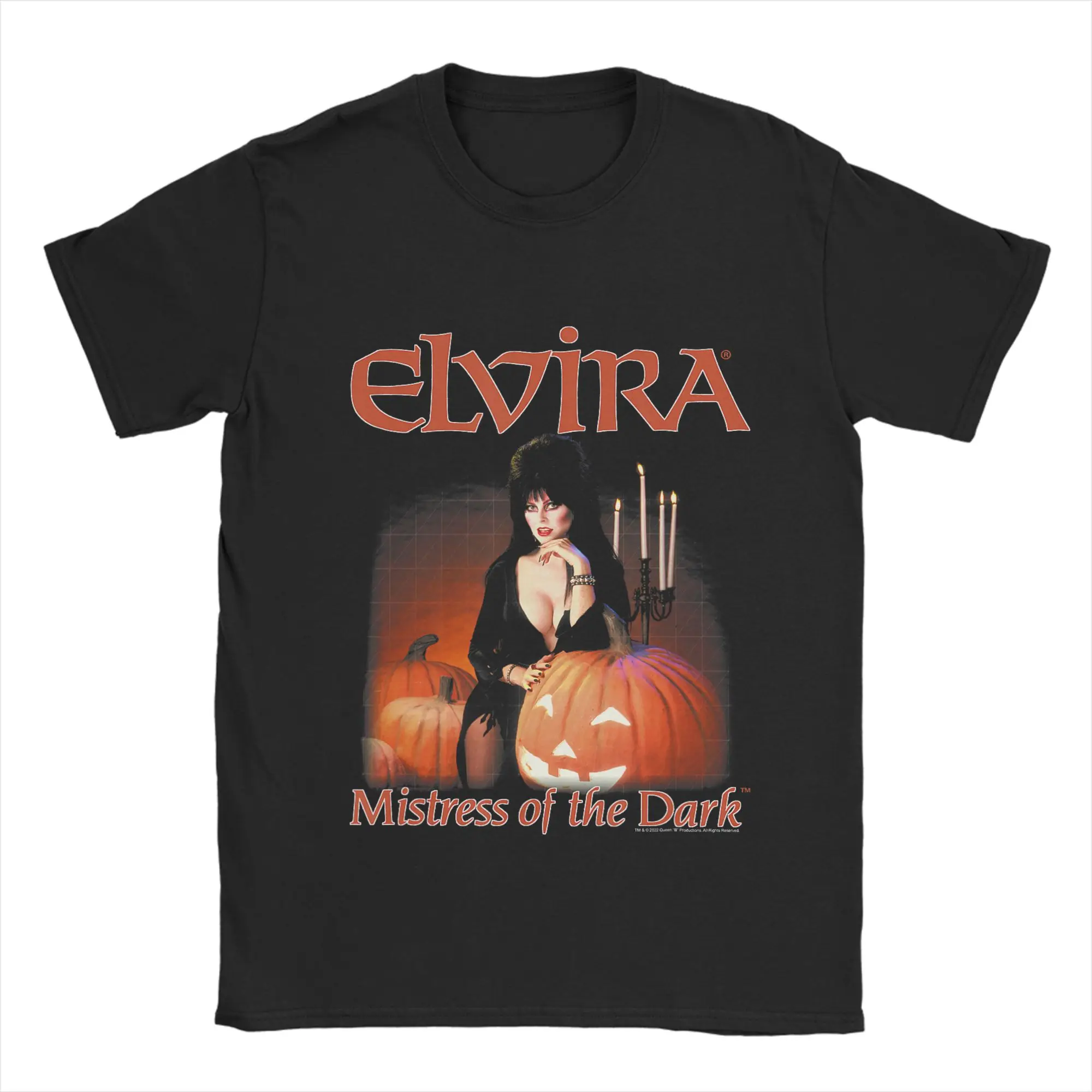 Elviras Pure Cotton T-Shirt For Mens Beach Mistress of The Dark Y2K Funny T-Shirts Crewneck Harajuku Tee Shirt Oversized Hot