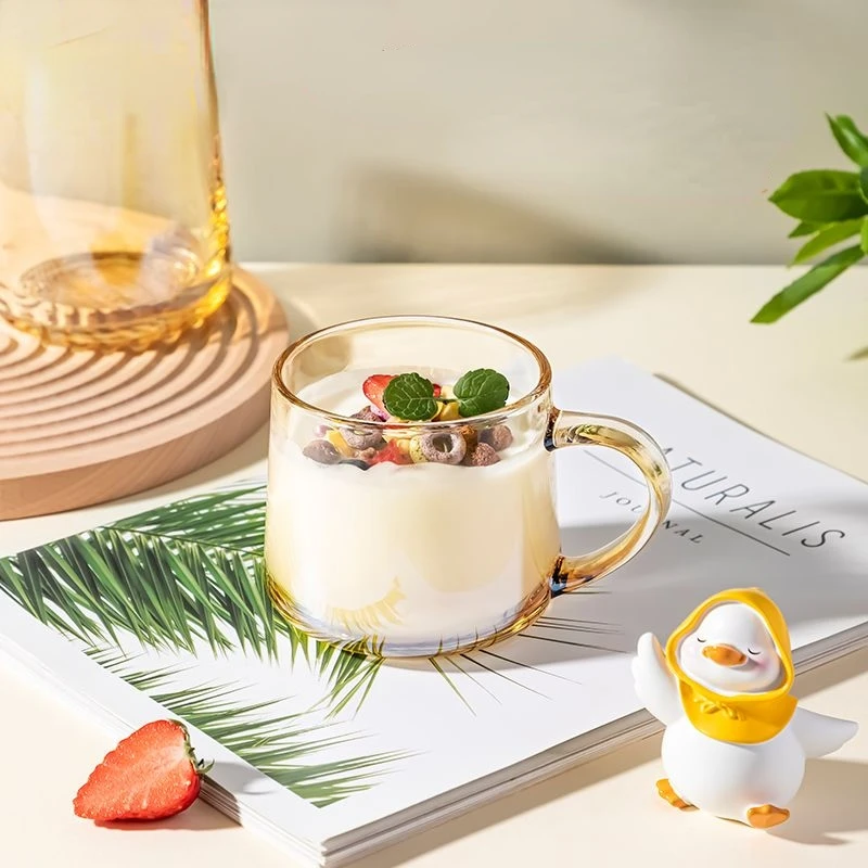 Transparent Glass Mug - Versatile Coffee Cup for Home & Office, Perfect for Tea Breakfast Portable Drinkware for Daily Use
