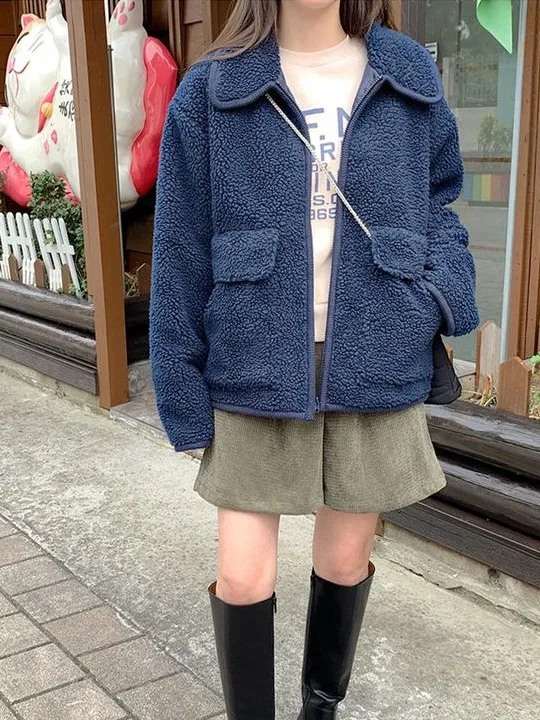 Chique pele de cordeiro jaet feminino solto sli calor facionable anti-envelhecimento outono inverno nova chegada casaco ort coreano sle