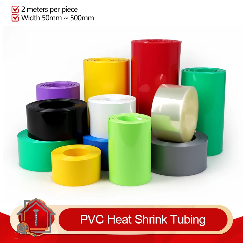 2m PVC Heat Shrink Tube Width 50mm ~ 500mm  Cable Protect Sleeve Waterproof Insulated 18650 Lipo Battery Pack Wrapping Film