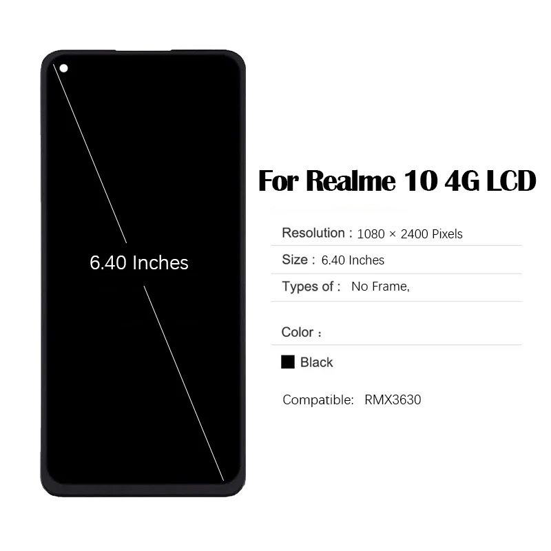 OLED LCD for 6.40 inches OPPO Realme 10 4G RMX3630 LCD Touch Screen Digitizer Assembly with Repair Tool and Glue For Realme 9 4G