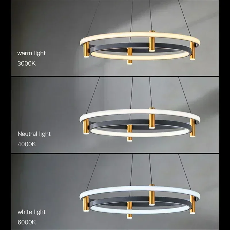 Imagem -04 - Nordic Ring Led Teto Chandelier Decoração de Casa Moderna Sala de Estar Jantar Cozinha Ilha Luzes Pendentes Iluminação do Salão