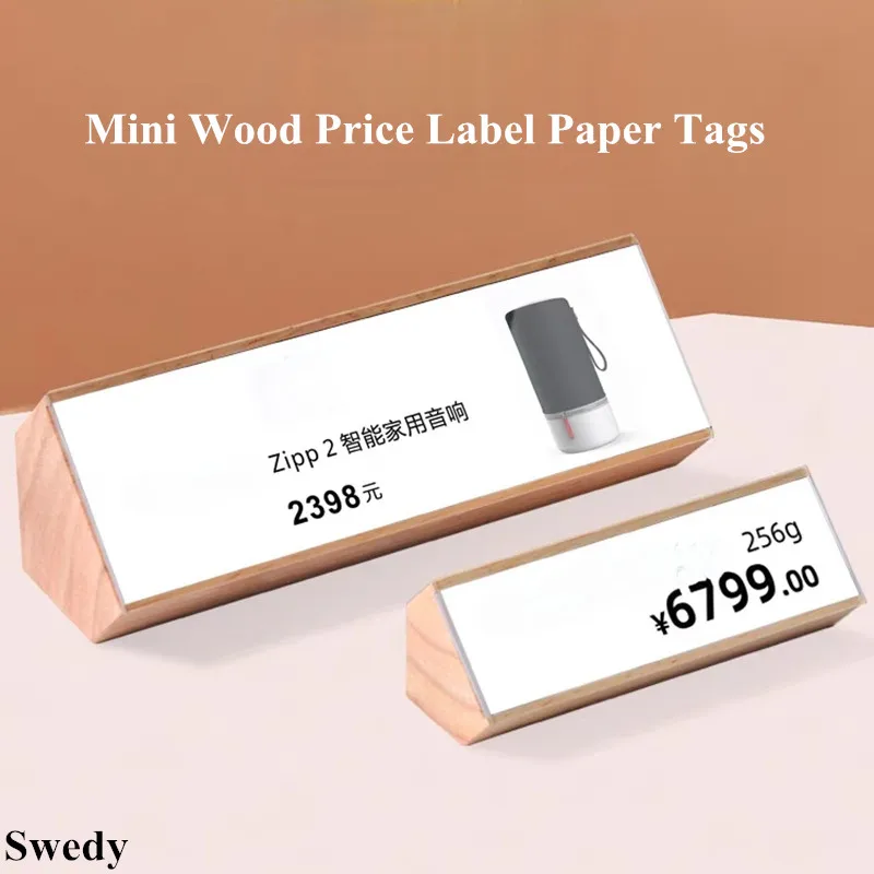 78X22MM Small Acrylic Sign Holder Display Stand Table Number Menu Name Card Holder Wood Mini Price Label Paper Tags