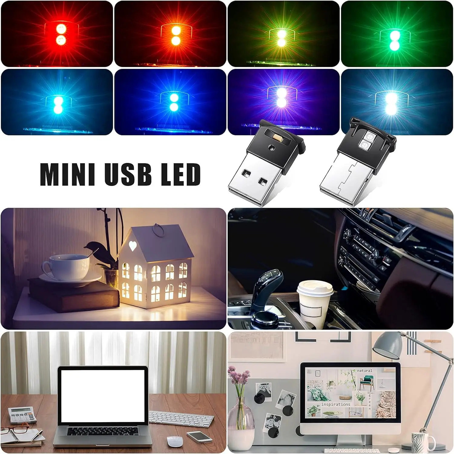 Mini USB Luz LED RGB para coche, iluminación Interior, corriente continua, 5V, luz de ambiente inteligente, luz para teclado de ordenador portátil, hogar y oficina