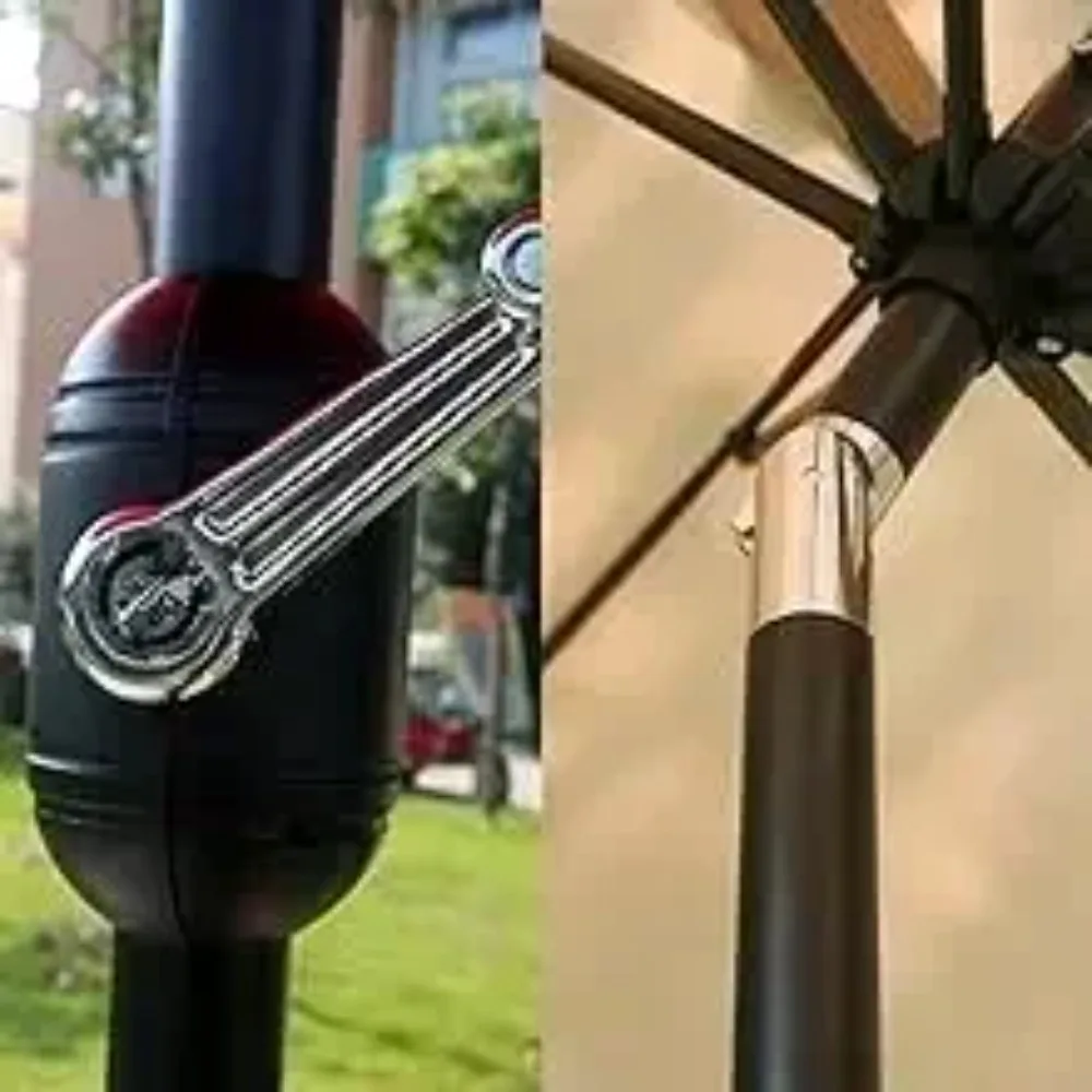 9 Fuß Terrassenschirm, Outdoor-Tischschirm mit 8 stabilen Rippen (Tan)