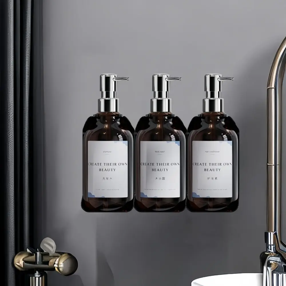 

Hand Press Wall Mounted Soap Dispenser Lock Clear/Brown Empty Pump Bottle Leak-Proof Reusable Bath Lotion Container Hotel