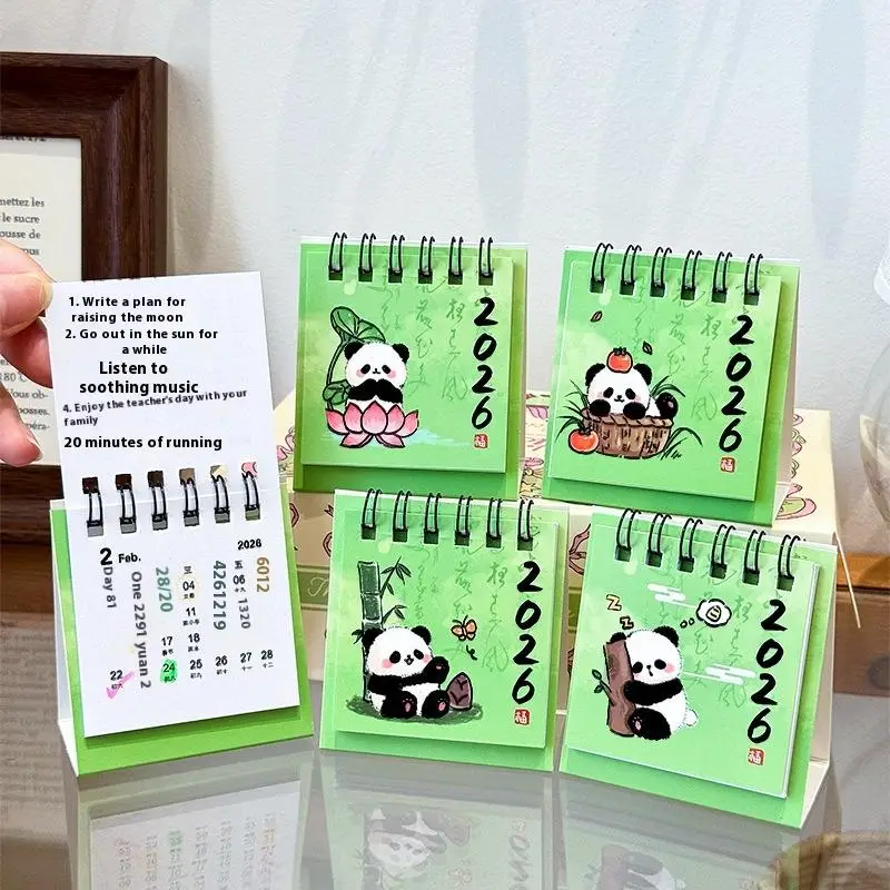 2026 Year Cartoon Panda Desktop Mini Desk Calendar Clock In Program Student Rewards Creative Gifts June 2025-December 2026