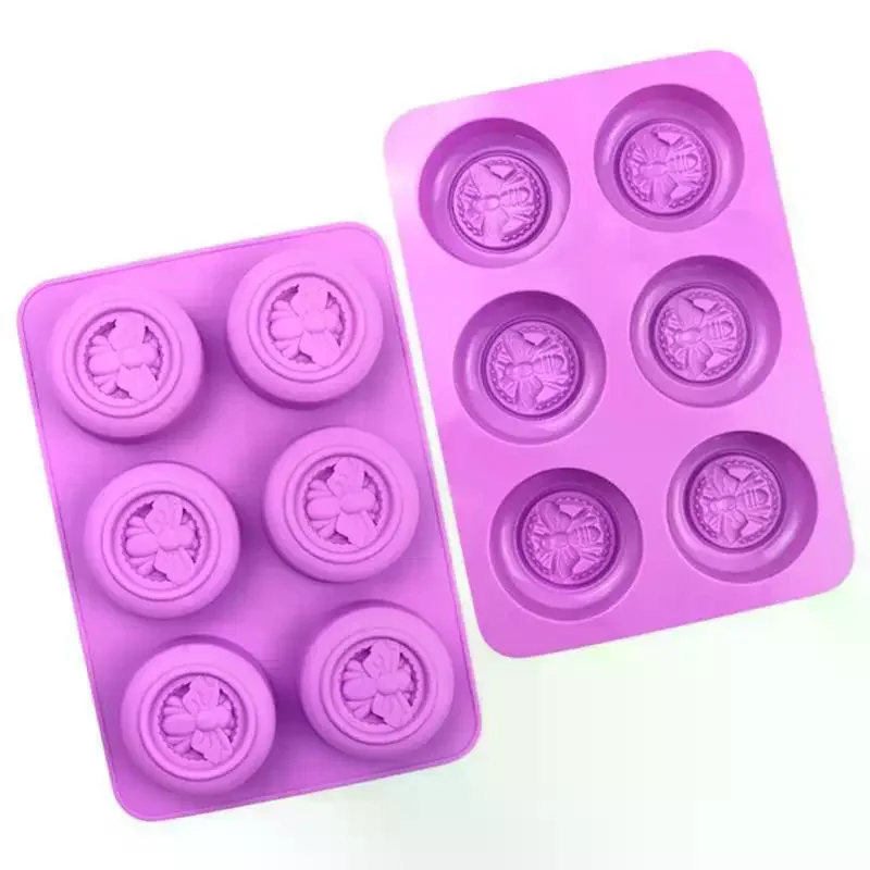 6 Holes Round Bees Pattern Sil - Soap Making Scents ulasan dan harga