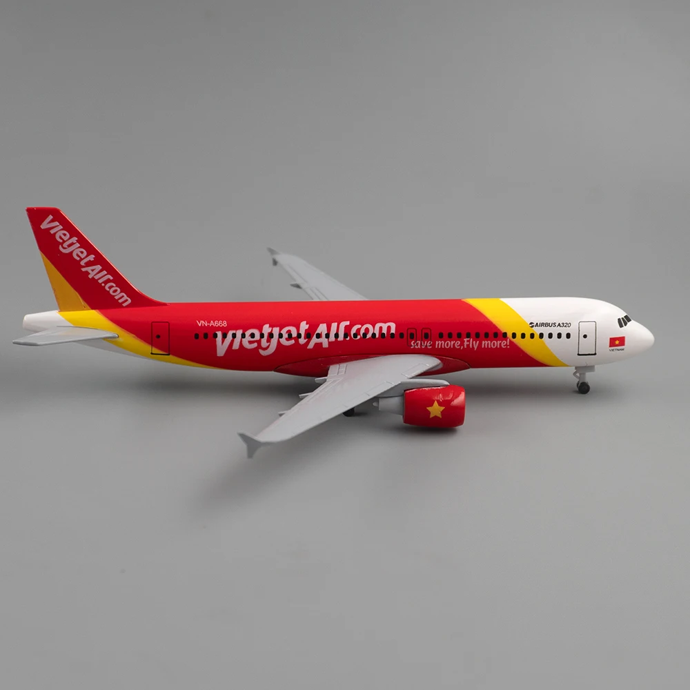 18cm Aircraft Vietnam Vietjet Air Airbus A320 with Landing Gear Alloy Airplane Children Gift for Collection Room Decoration