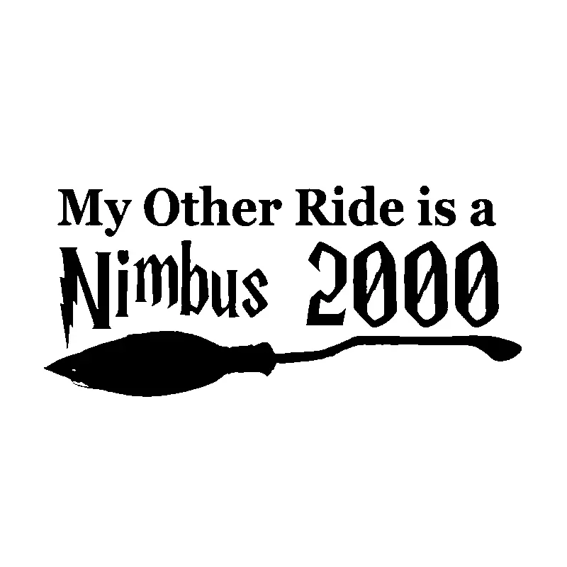 Naklejka na samochód zabawna moja druga jazda to Nimbus 2000 kreatywna ochrona przeciwsłoneczna wodoodporna winylowa tablica naścienna, 16CM * 7CM