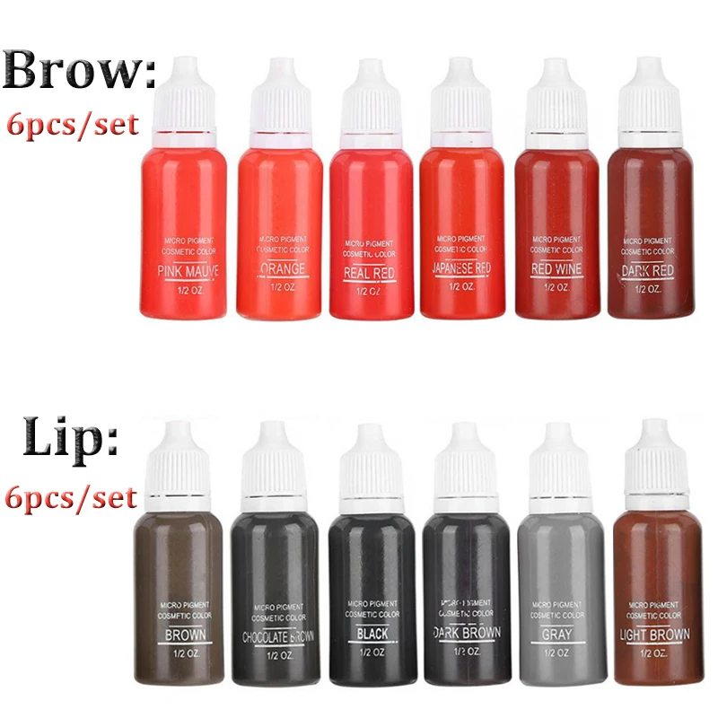 

6pcs/set Semi-Permanent Makeup Tattoo Pigment Ink Plant Extract Beauty Makeup Tattoo Ink for Tattoo Lip Eyebrow Eyeliner Pigment