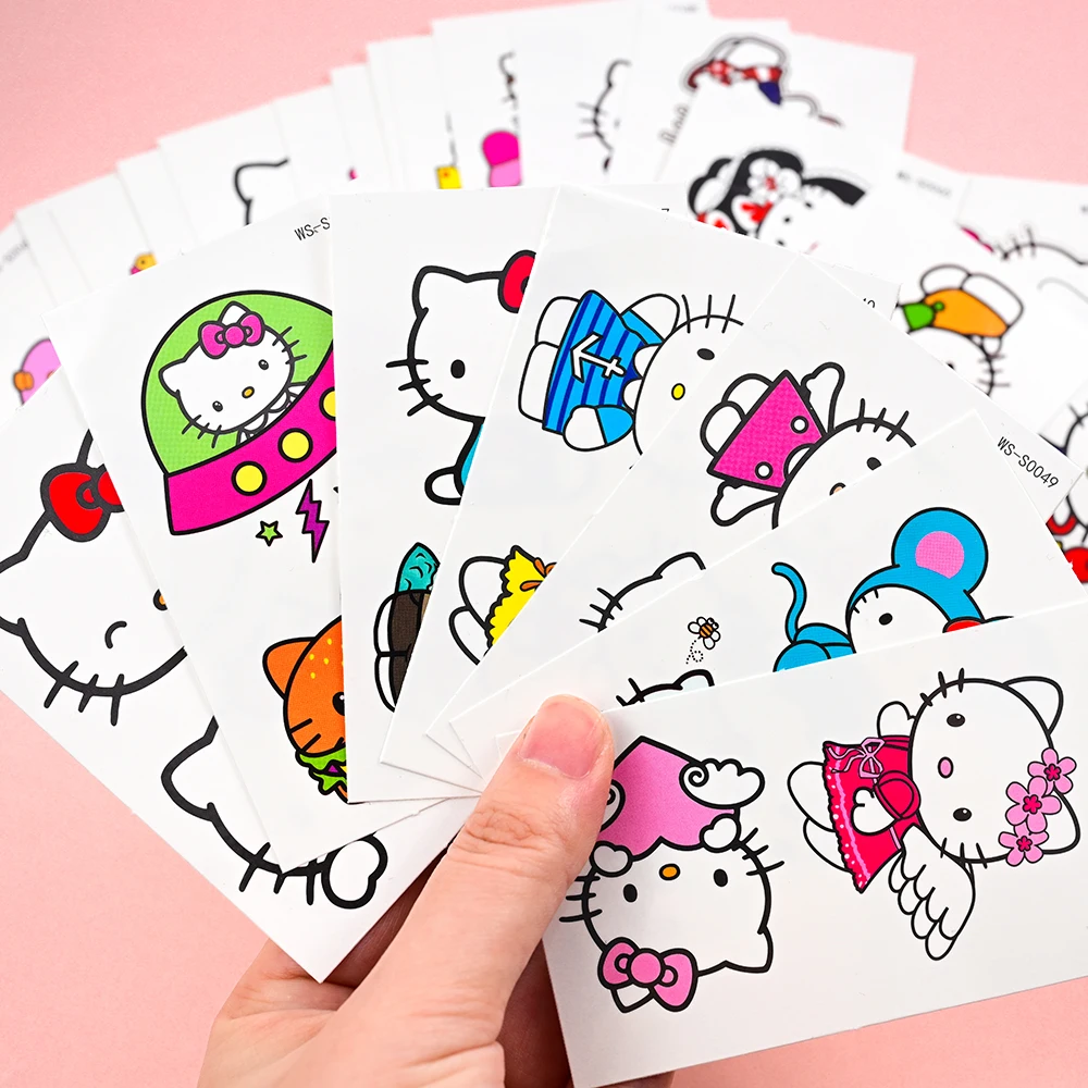 30Pcs/set Cartoon Hello Kitty 3D Tattoos Sticker Kuromi Hello Kitty Cute Waterproof Fake Tattoo Stickers Girls Boy Gift