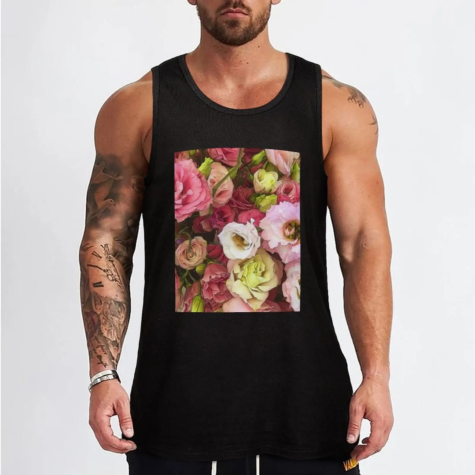 Pink Lisianthus Flowers Tank Top Men's clothing t-shirt Men's