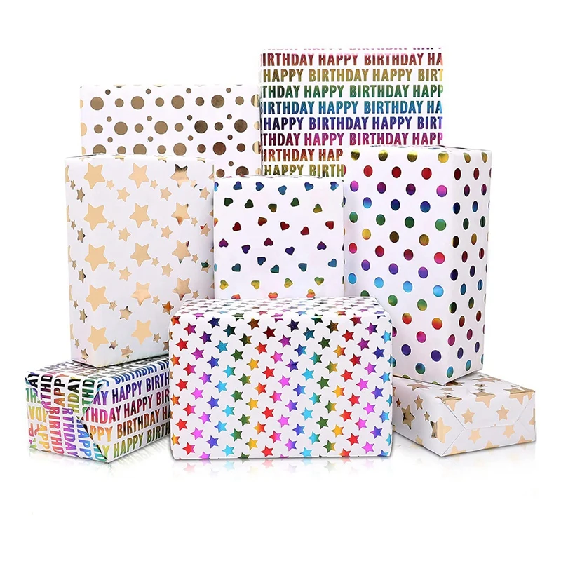 6 Pcs Gift Wrapping Paper Sheets, Multicolor Colorful Wrapping Paper For Women Men, Birthday Or Christmas, 50CM X 70CM