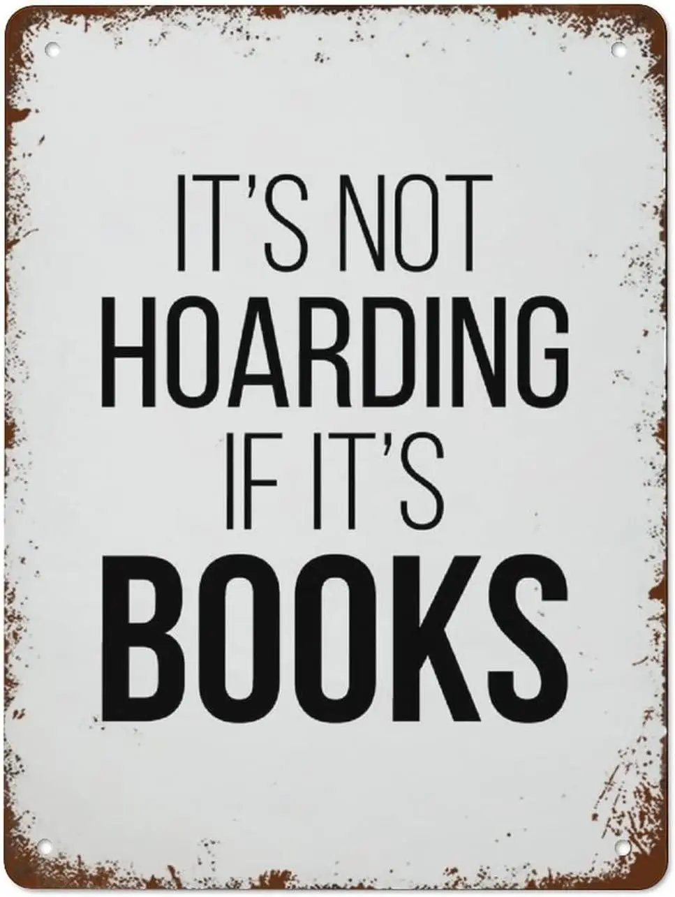 Metal Tin Sign Vintage Metal Signs It's Not Hoarding If It's Books Library Decor Library Wall Art Retro Wall Decor For H