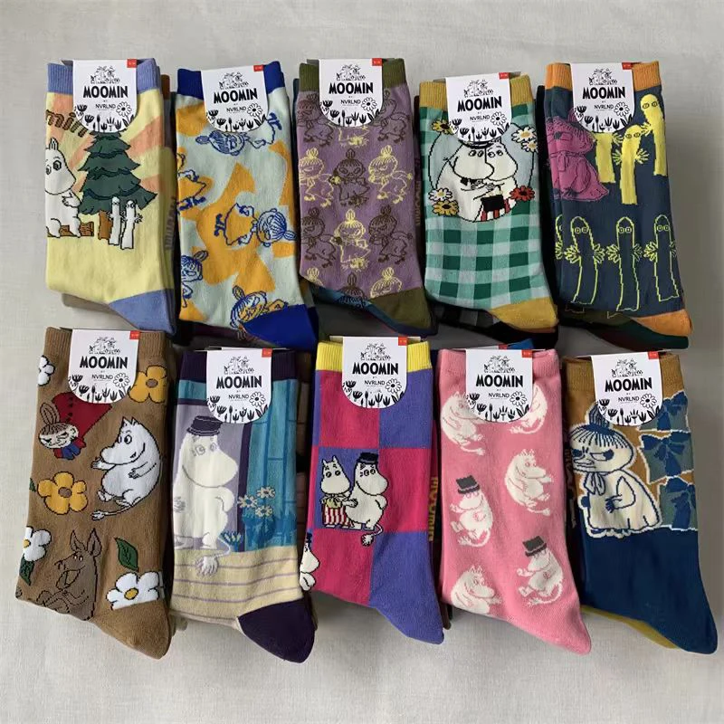 2024 Moomin Cotton Socks Cartoon Japanese Women'S Mid Tube Socks Cute Sweat Absorbing Breathable Socks Suitable For All Seasons