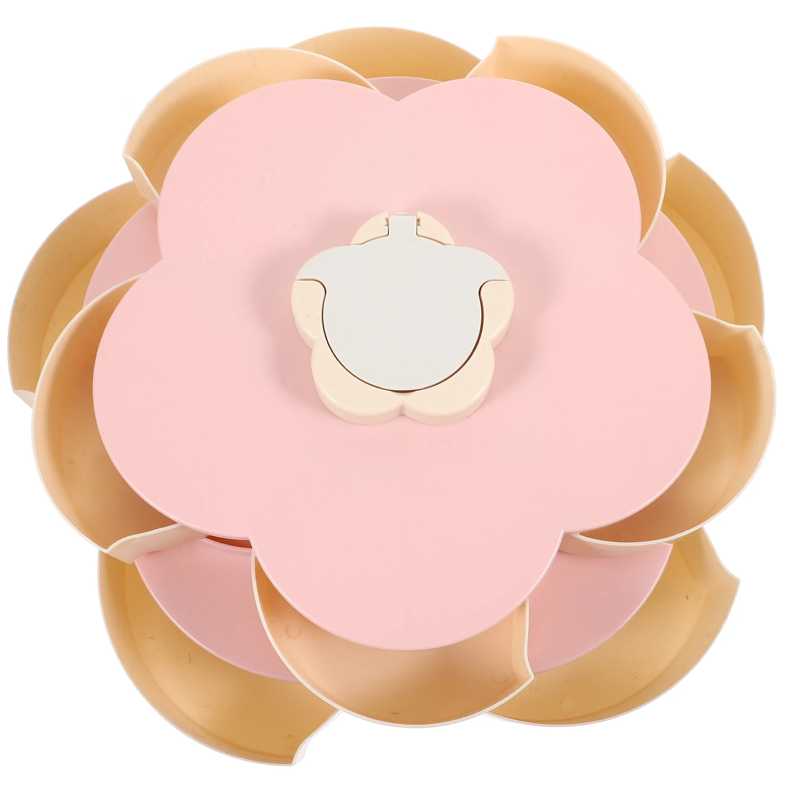

Snack Storage Tray Double Layer Rotating Dish Phone St Pink Flower Food Container Dry Fruit Holder Kitchen Bar Accessories