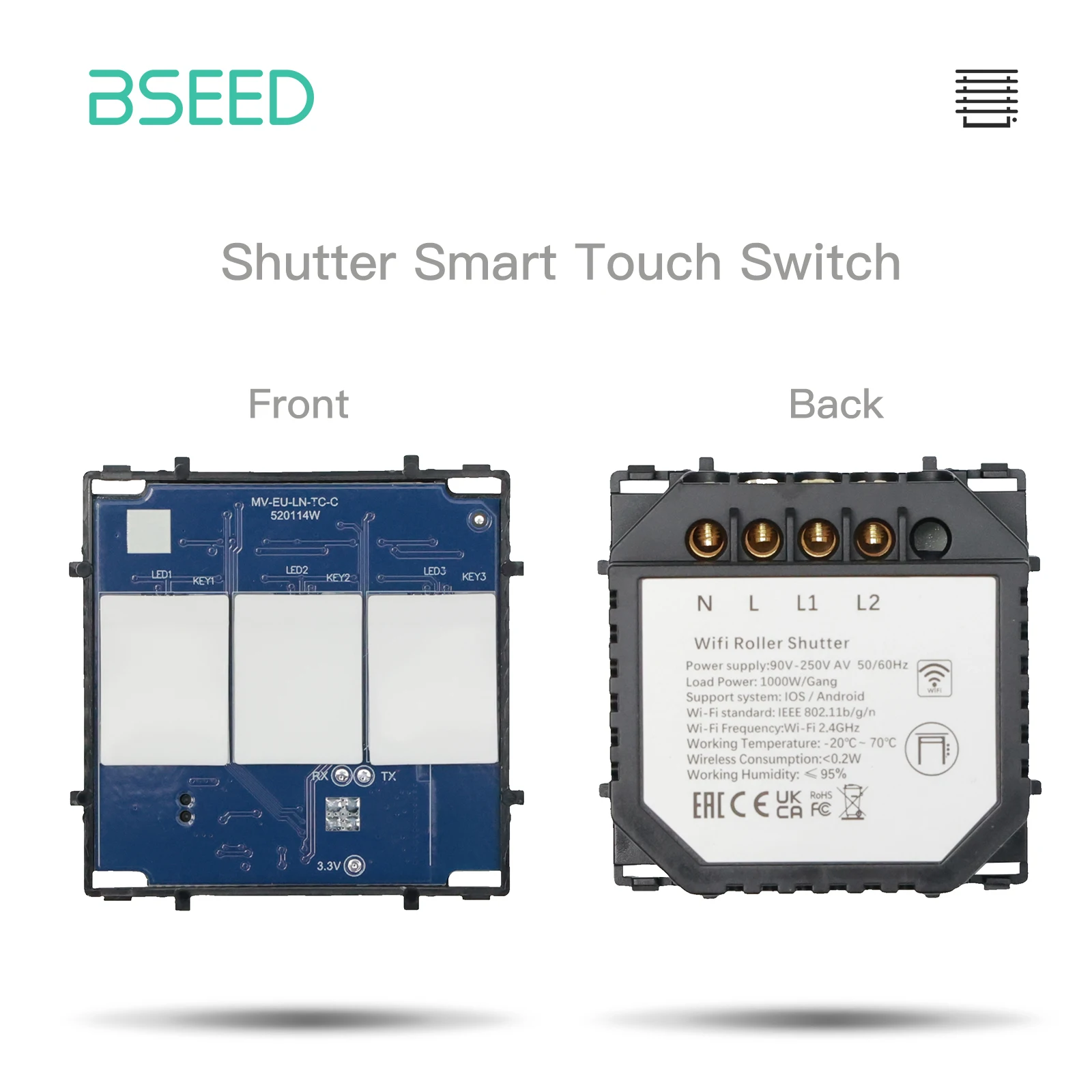 BSEED Smart Touch Schalter Funktion Schlüssel 1/2/3Gang 1/2/3Way WIFI Licht Schalter Basis DIY Teile Smart App Steuerung Neutral Erforderlich