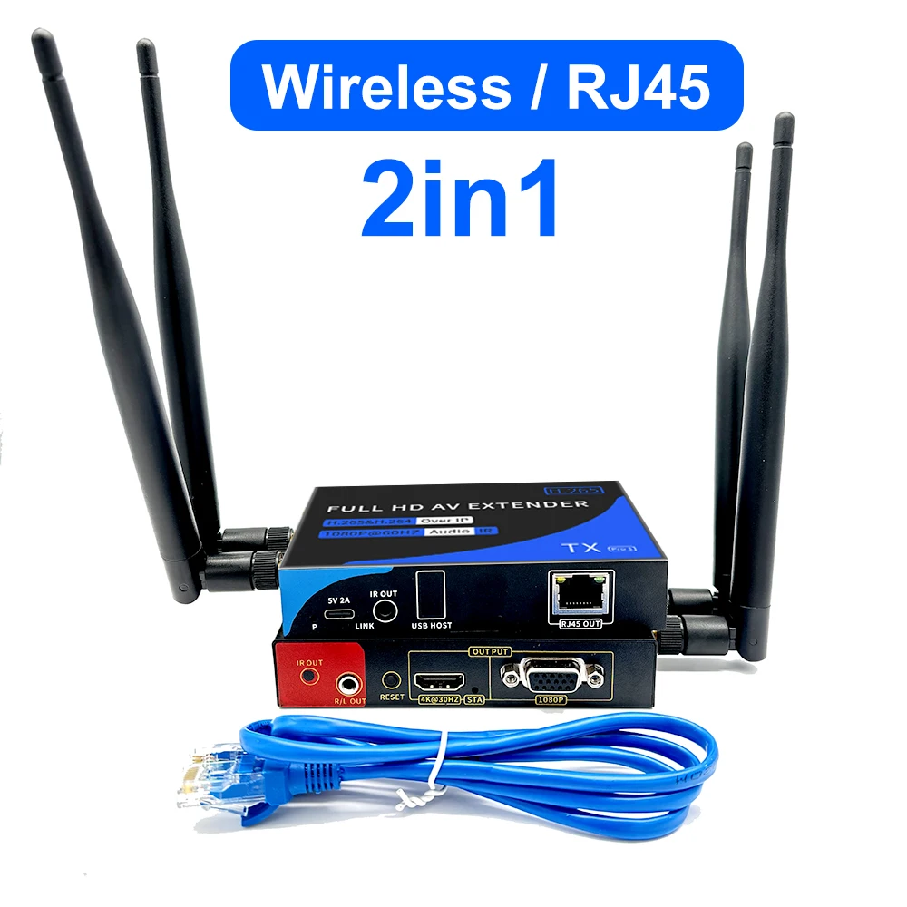 4K 30Hz Audio Video Transmitter and Receiver 1080p 5G 200M Wireless WIFI HDMI Extender RJ45 Transceiver for NVR Camera PC To TV