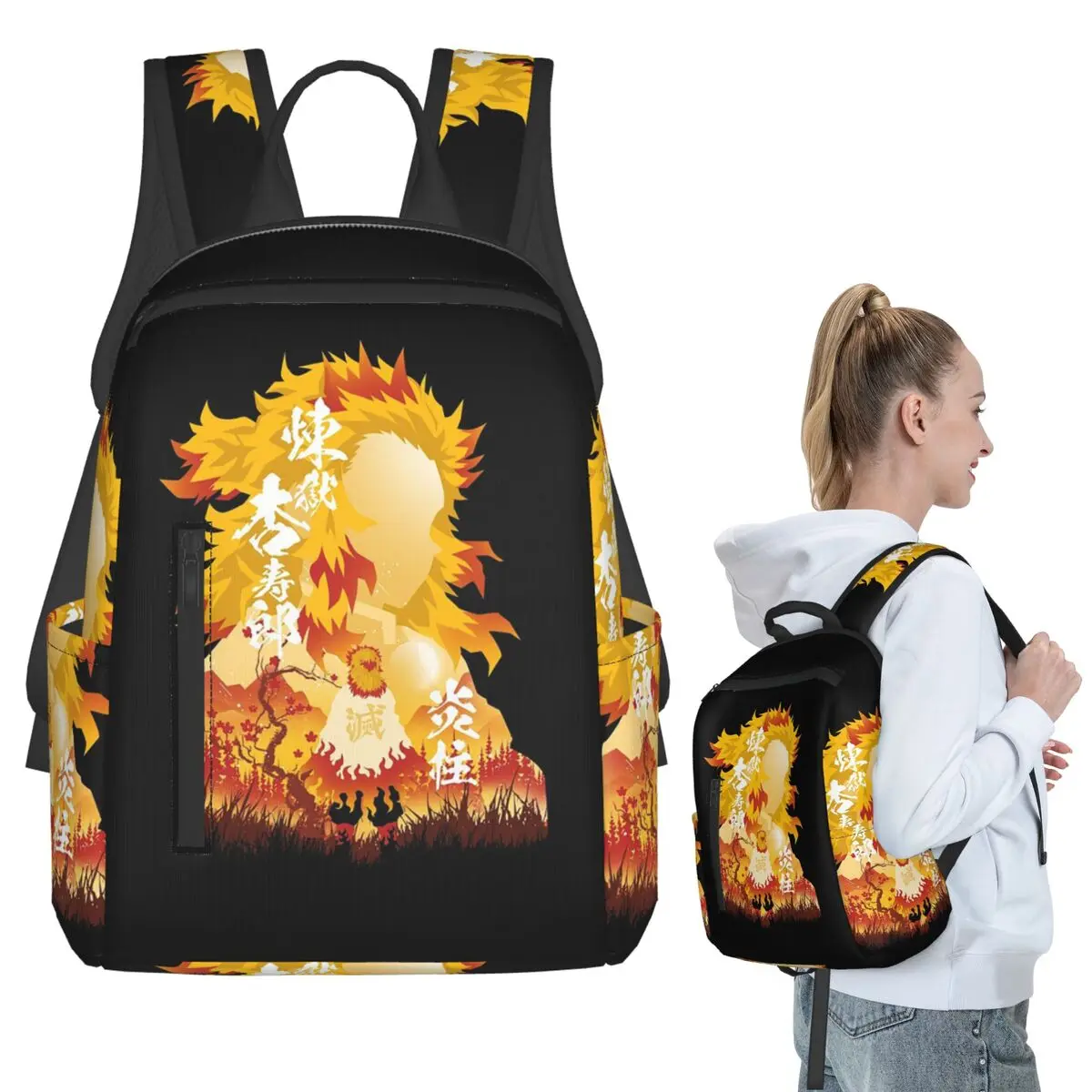 

Flame Breathing Moon Backpack Student BookBag Children School Bag Laptop Shoulder Bags Boys Girls