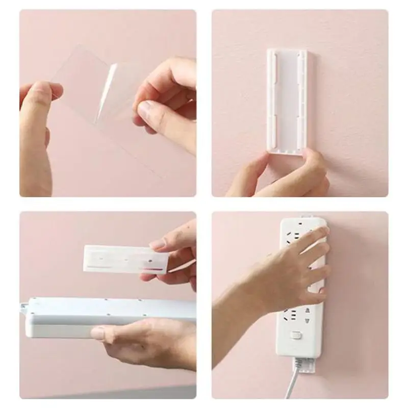 Self Adhesive Desktop Socket Fixer No Hole Plug-in Wall Socket Sticker Fixer High Bearing Bracket Stand For Power Strip WiFi