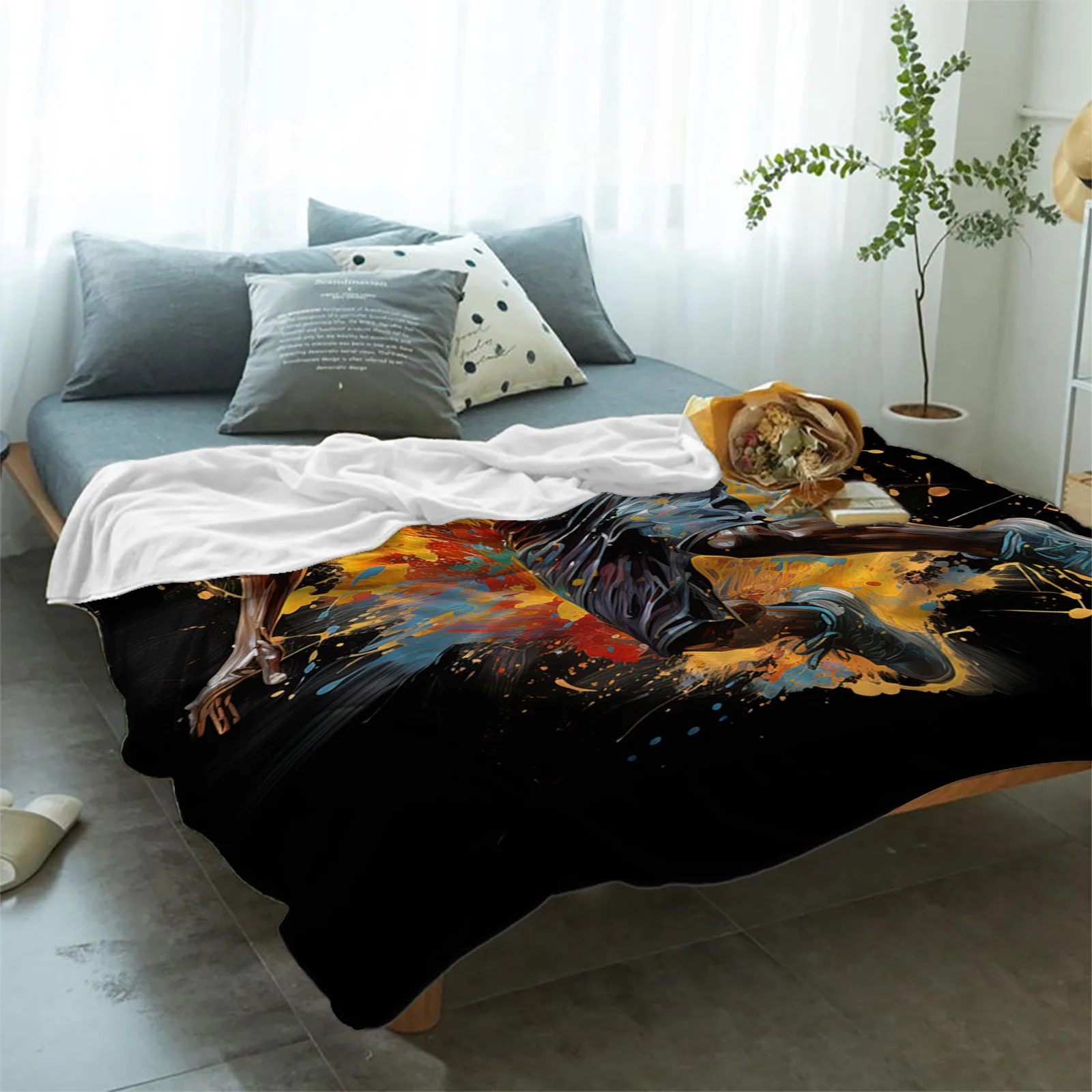 Sports Style Athlete Basketball Blankets Portable Soft Throw Blanket for Bed Office Bedspread Home Decor Flannel Blanket