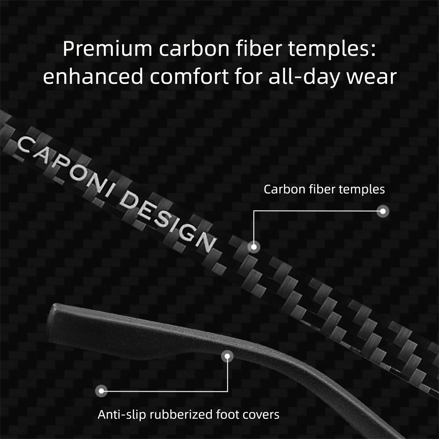 CAPONI Polarized Photochromic Sunglasses Men Outdoor High Quality Carbon Fiber Driver Square Shades UV400 Brand Designer BS24716