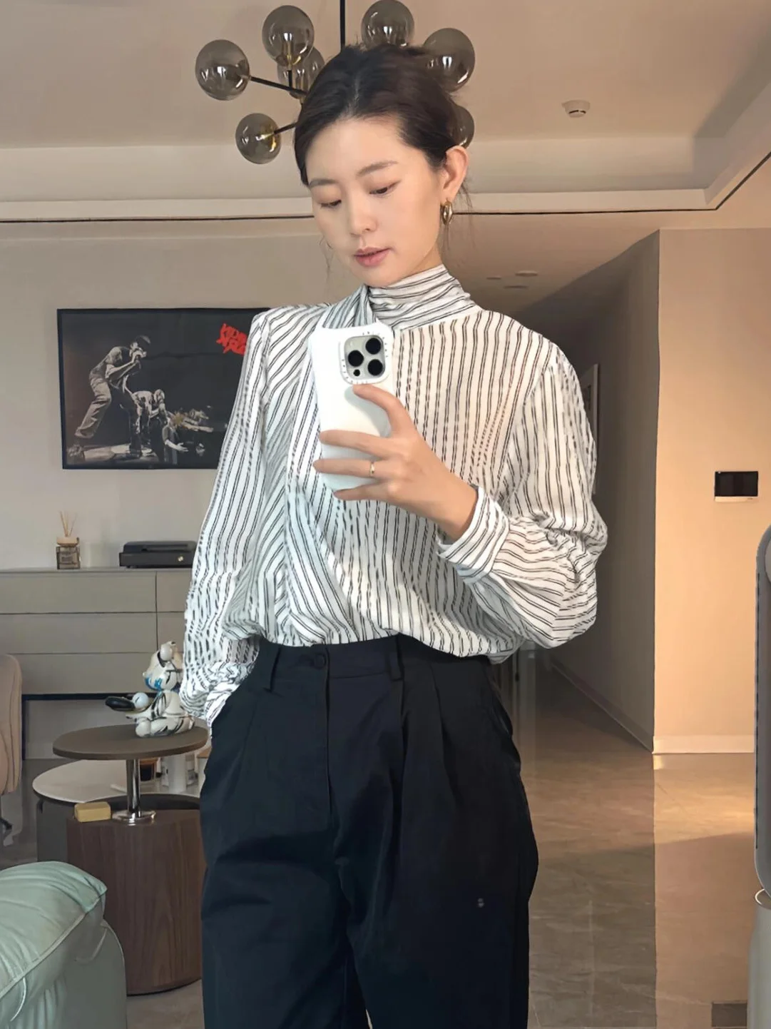 

Fashionable Striped Long Sleeve Shirt Women's Casual Versatile Spring 2026 New Style Elegant Korean Style Polyester Fiber