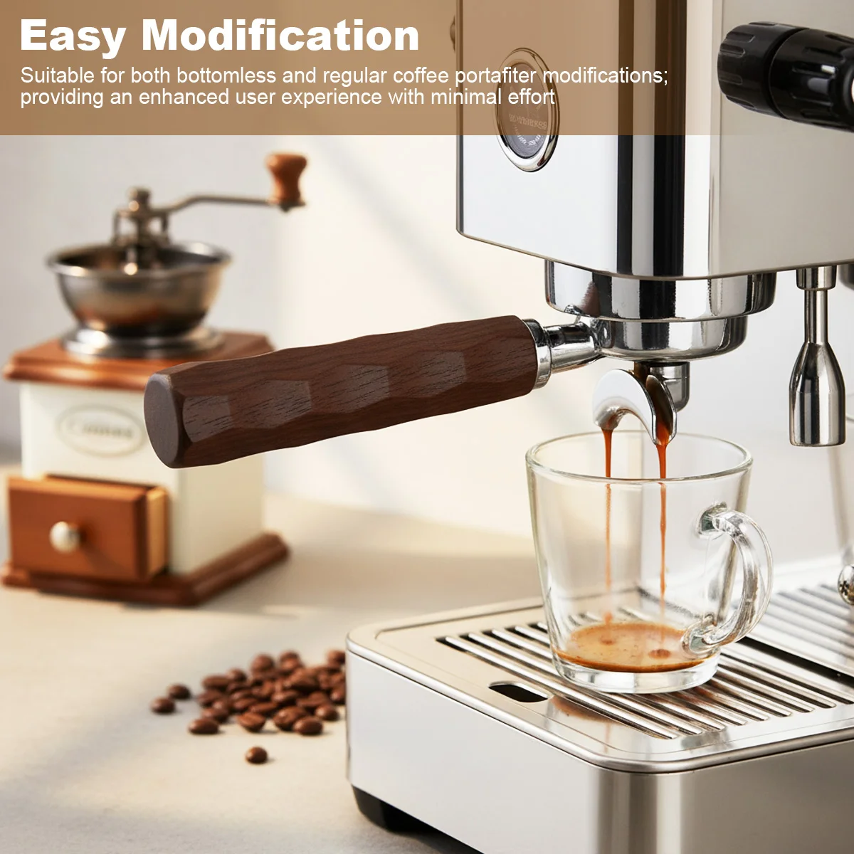 Coffee Portafilter for Bottomless Portafilter Handle Replacement, Compatible with M10 Threaded Bottom and Bottomless Portafilter