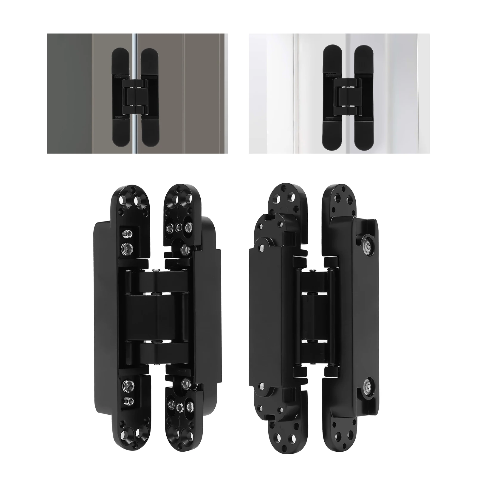 6/7Inch Hidden Door Hinges Invisible Hinges Wooden Doors Concealed Hinges Zinc Alloy 180°Swing Hinge 3 Way Adjustable Butt Hinge