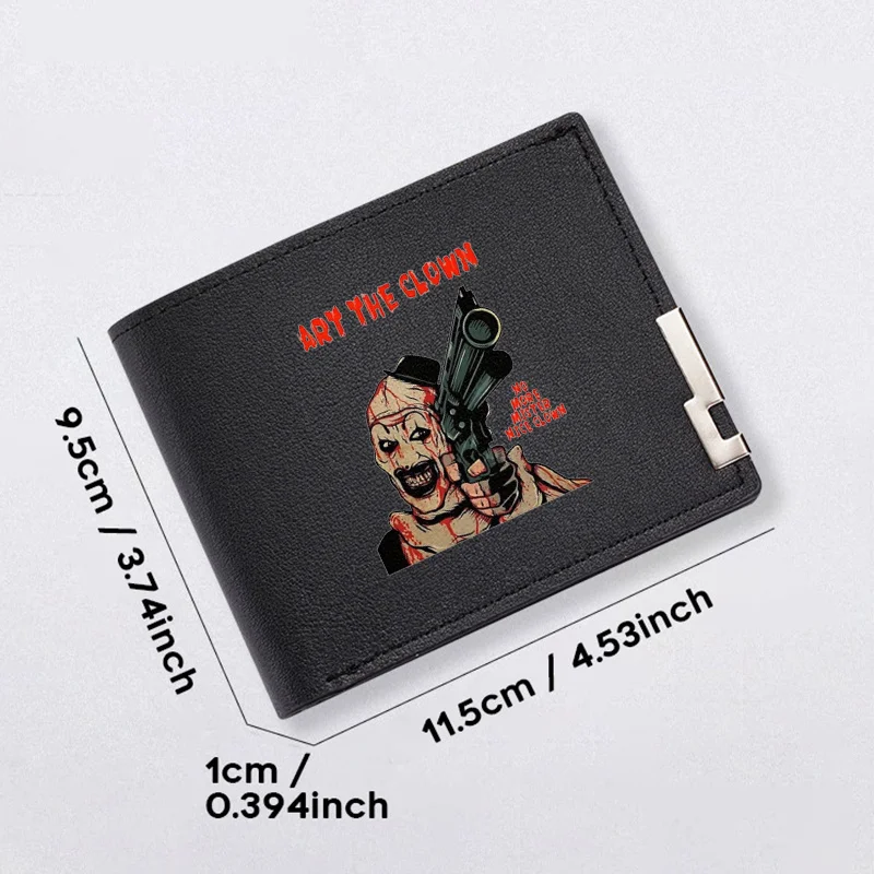 ART THE CLOWN PU 가죽 지갑 남성용 슬림 비즈니스 스타일 일상 사용 가볍고 내구성이 뛰어난 패션 디자인