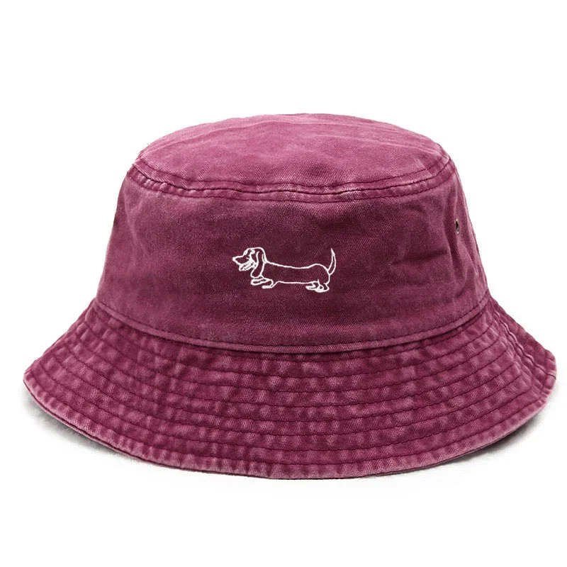 2026Cute Design Cotton Washed Bucket Hat Vintage Fishing Hat for Dog Owners Sun Protection Outdoor Pet Pattern Cap Pet Love Gift