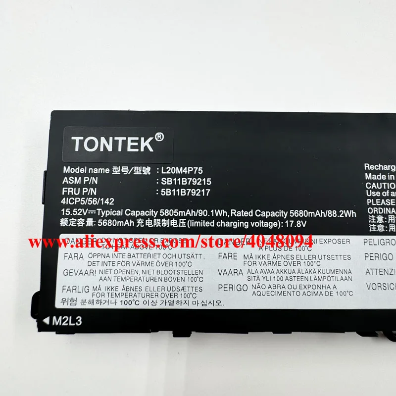 L20D4P75 Laptop Battery For Lenovo ThinkPad P1 Gen 4 Gen 5 Gen 6 Type 20Y3/20Y4/21DC L20M4P75 SB11B79215