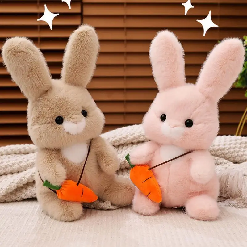 Easter Bunny Plush Toy Sitting Small Stuffed Animal Carrot Rabbits Plush Doll Plushies Pillow Cuddly Companion For Kids Adults