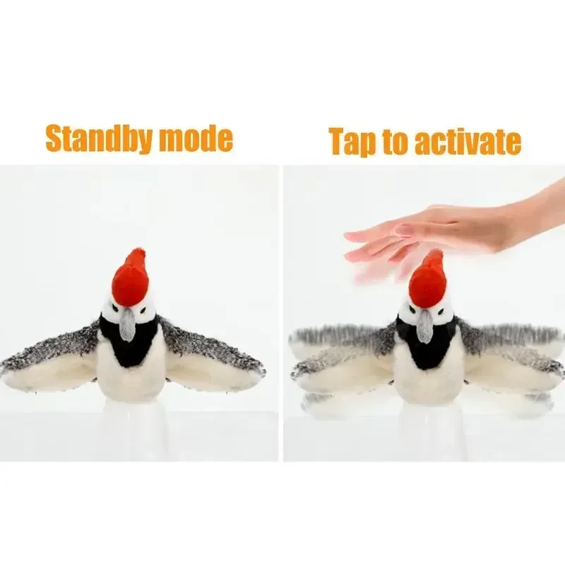 1pc Flapping Sparrow Cat Toys Interactive Chirping Bird Movements Touch Activated Electric Plush Toy Rechargeable Kitten Toy Pet