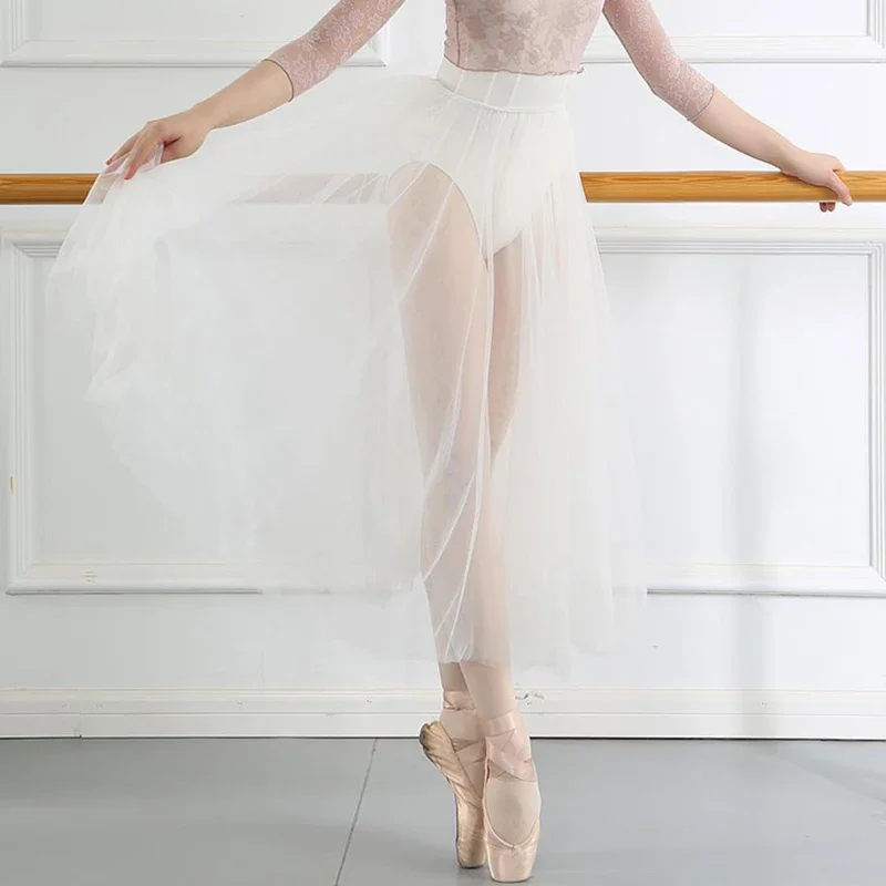 Women Romantic for Dancing Dance Lyrical Tulle Tutu Ballet Ballerina Dancewear Long Contemporary Skirt