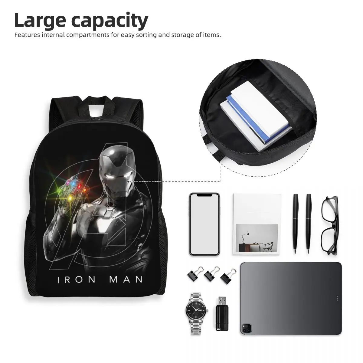 Custom Iron Man Gauntlet Laptop Backpack Men Women Casual Bookbag for College School Student Bags