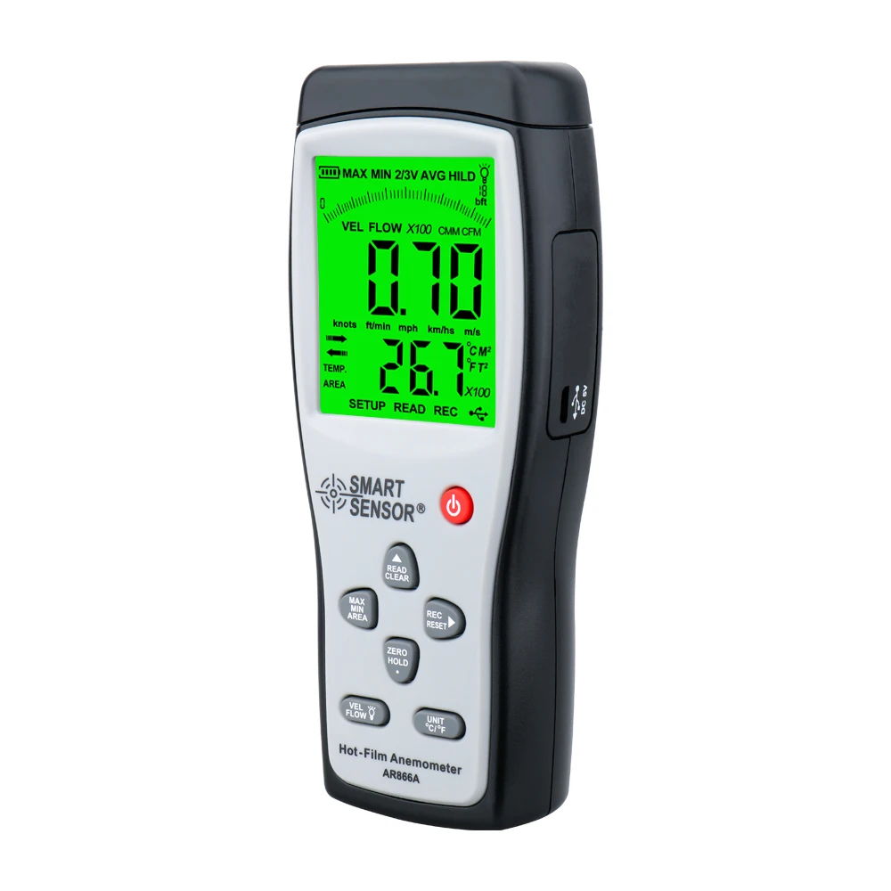 Digitale Hot-Film Anemometer Windsnelheid Meter Luchtsnelheid Temperatuurmeting 40 M/s Data Hold Naar Pc Via Usb Diagnostic-Tool