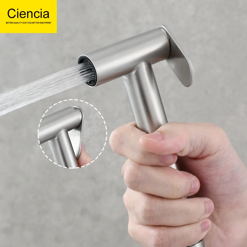 Ciencia Stainless Steel Handheld Bidet Sprayer Set for Toilet-Adjustable Water Pressure Control with Hose for Feminine Wash