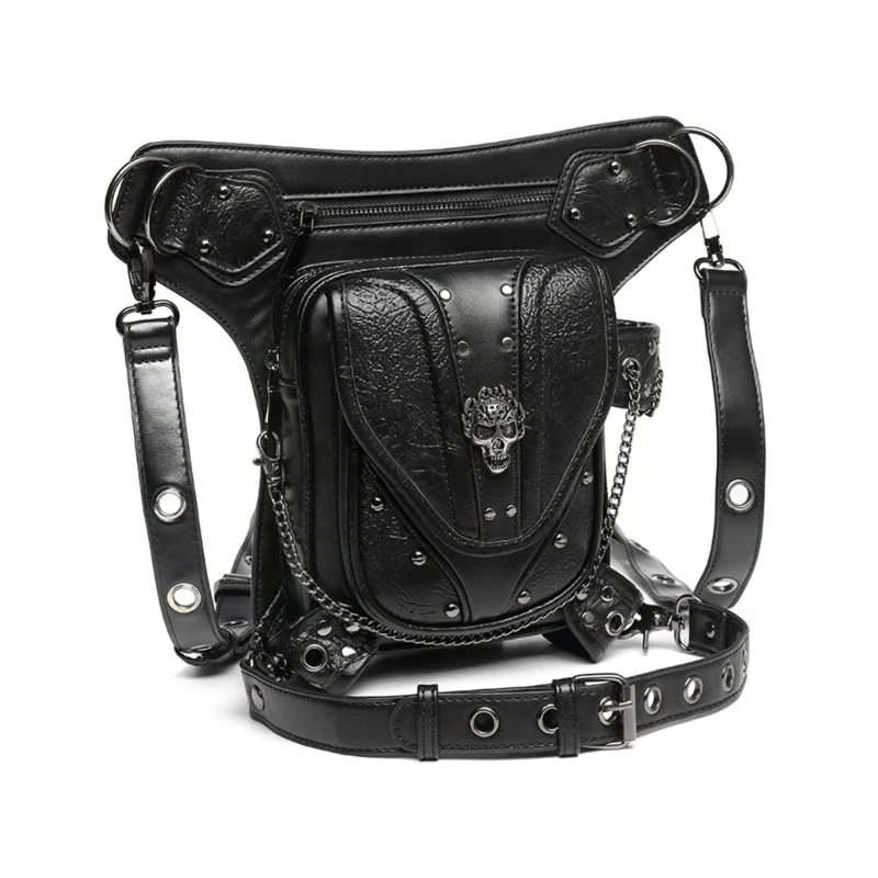 Bolsa cintura feminina Steampunk Rock Fashion Crossbody Bolsa ombro