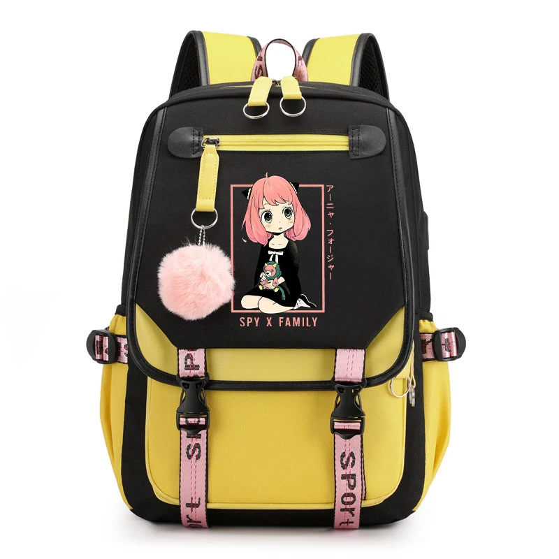 Mochila de impressão Anime para crianças, Bolsa escolar para adolescentes, Bolsa para laptop para meninos e meninas, Anya Forger