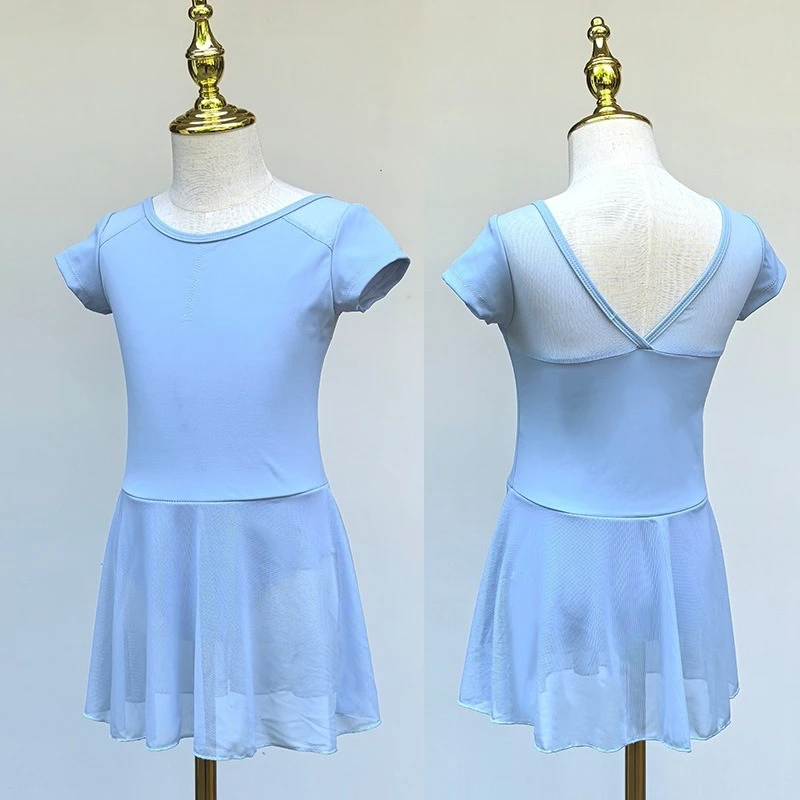 

Новое поступление лета, детская танцевальная одежда, очаровательные тренировочные топы с короткими рукавами для девочек, балетные платья, детские танцевальные костюмы